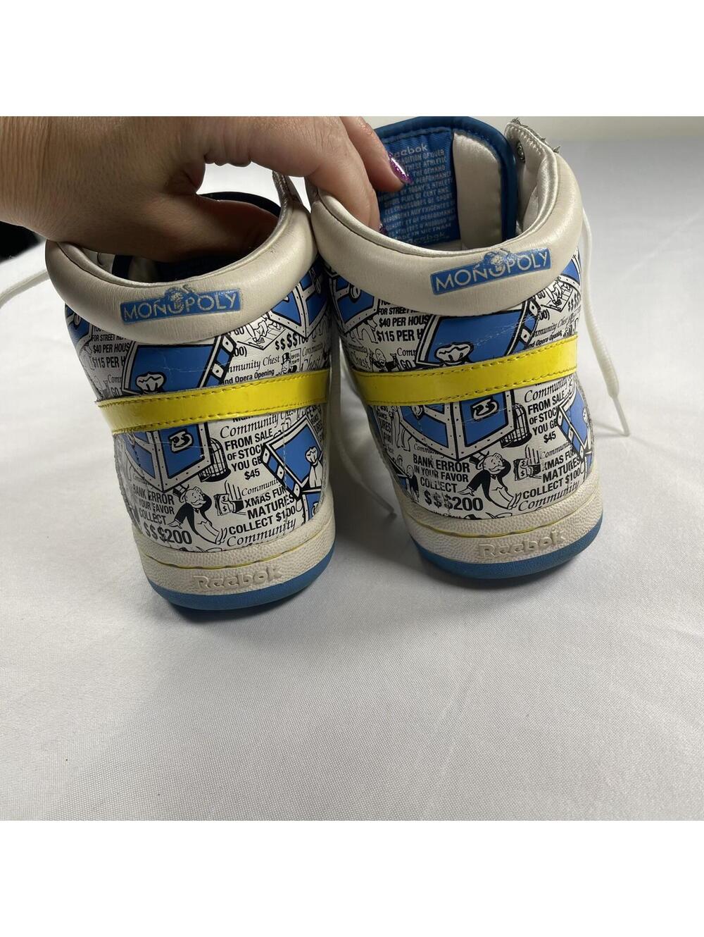 Reebok Monopoly Sneakers Women's 9 High Top Shoes Blue Yellow RARE  Limited Ed - Picture 10 of 15